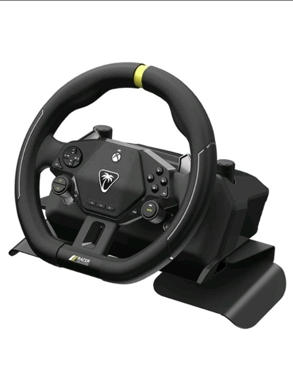 Black Racing Wheel Controller with Yellow Top Marker